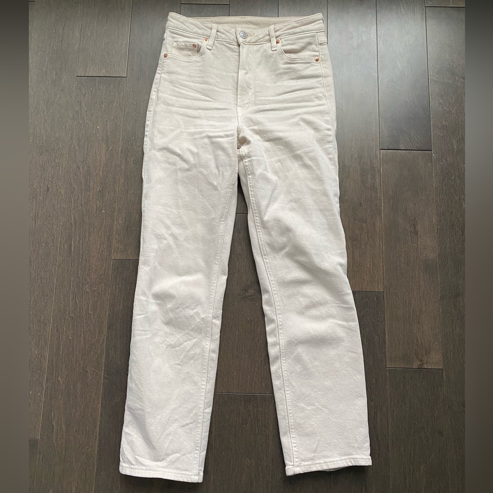 Cream high waisted mom jeans